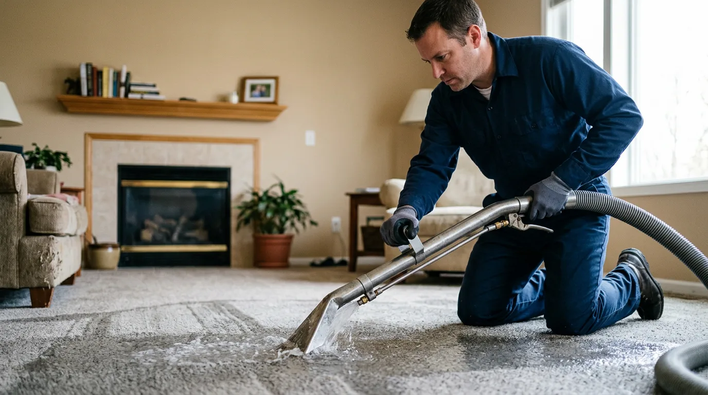 Water damage restoration technician working near Ellington, MO